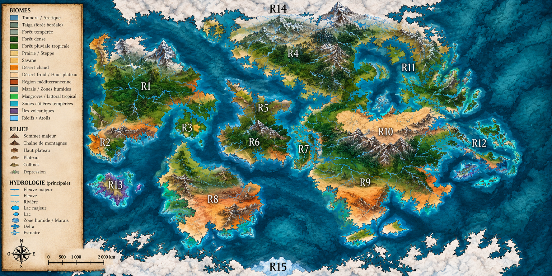 Carte de référence du monde de Thelyon